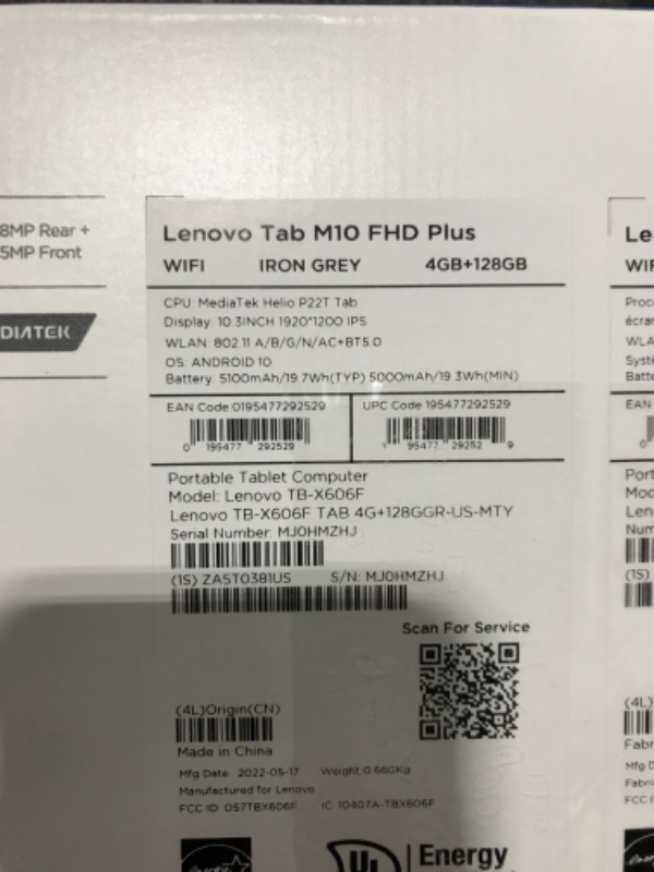 Photo 4 of Lenovo Tab M10 FHD Plus (2nd Gen) - 2021 - Kids Mode Enablement - 10.3" FHD - Front 5MP & Rear 8MP Camera - 4GB Memory - 128GB Storage - Android 9 (Pie) or Later