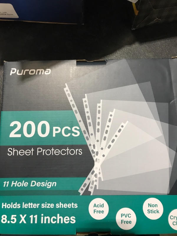 Photo 2 of Puroma 200 Pack Sheet Protectors, 11 Hole Clear Heavy Duty Page Protectors, Fits Standard 8.5 x 11 inch, Top Loading Paper Protector, Plastic Sleeves for Binders