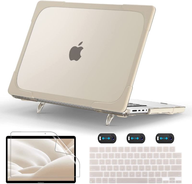 Photo 1 of CISSOOK Khaki Heavy Duty Hard Shell Case with Kickstand for MacBook Pro 14 inch 2021 2022 Released Model A2442 M1 Pro/Max Chip, Shockproof Dual Layer Cover for MacBook Pro 14 with Touch ID - Khaki