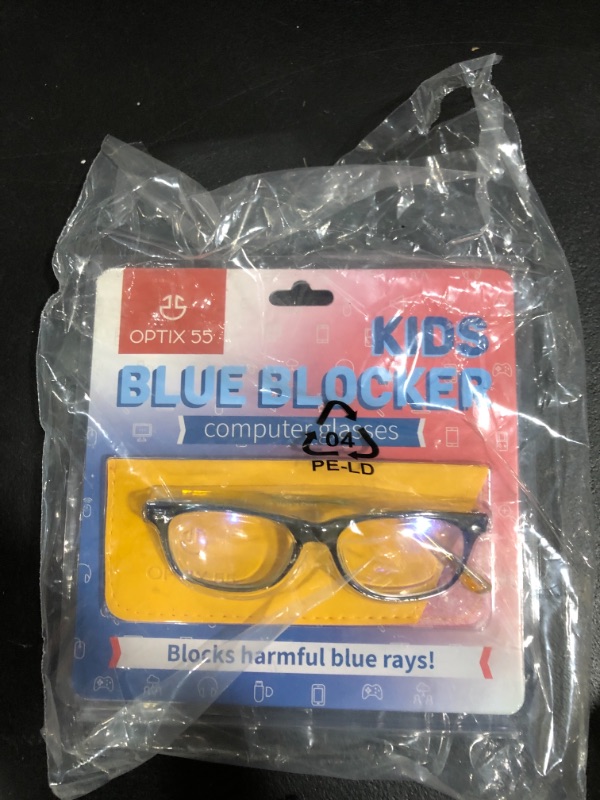 Photo 2 of Blue Light Blocking Glasses Girls & Boys | Anti Eyestrain Blue Light Glasses Kids Computer Gaming Glasses (Ages 3-10) | Flexible Blue Square Frames with Yellow Temples Video Phone Screen Eyeglasses