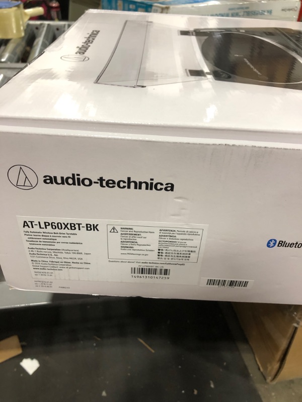 Photo 1 of Audio-Technica AT-LP60XBT-BK Fully Automatic Bluetooth Belt-Drive Stereo Turntable, Black, Hi-Fi, 2 Speed, Dust Cover, Anti-Resonance, Die-cast Aluminum Platter Black Wireless Turntable
