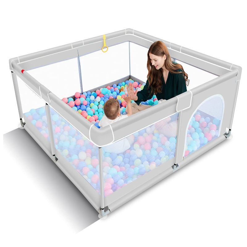 Photo 1 of Baby Playpen, Medium Playpen for Babies and Toddlers, Indoor & Outdoor Kids Activity Center, Kids Safety Play Pens Play ( Light Grey, 50"X50"