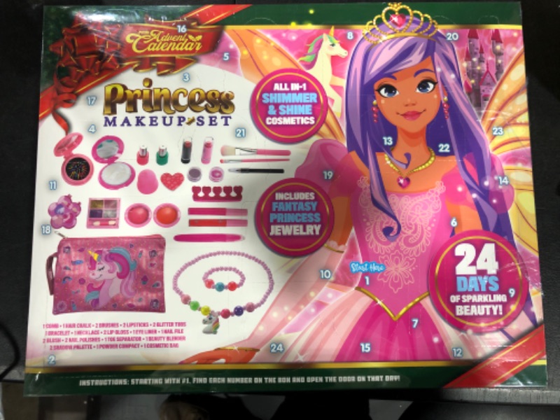 Photo 1 of JOYIN 24 Pcs Christmas 2022 Advent Calendar Makeup Set for Girls, 24 Days Christmas Countdown Unicorn Beauty Calendar Washable Make Up Set Toys for Kids, Holiday Gift