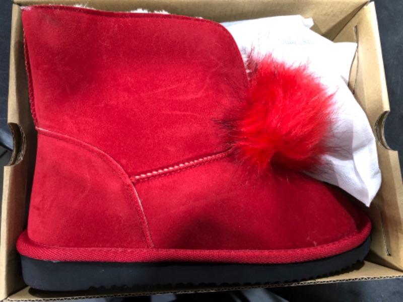 Photo 1 of Coutgo Womens Classics Winter Snow Boots Faux Fur Lined Pom-Pom Slip on Warm Ankle Boots Size 6.5