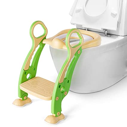 Photo 1 of Baistom Potty Training Seat with Step Stool Ladder for Kids and Toddler, Big Stable Non-Slip Feet, Soft Anti-Cold Cushion, Orange Green
