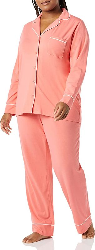 Photo 1 of Amazon Essentials Women's Cotton Modal Long-Sleeve Shirt and Full-Length Bottom Pajama Set (Available in Plus Size)--SIZE L
