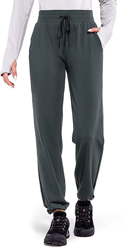 Photo 1 of BALEAF Women's Fleece Lined Sweatpants for Cold Winter Thermal Hiking Pants Stretch Elastic Waist Zipper Pocket--SIZE L