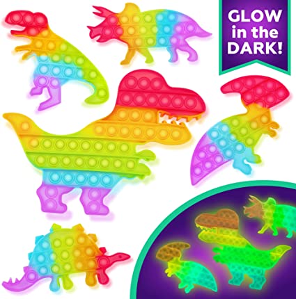 Photo 1 of Dinosaur Toys Party Favors for Kids, Fidget Toy Pop Its Bulk Pack, Stocking Stuffers Sensory Toys Autistic Children Autism ADHD Boys Girls, Treasure Prize Box Fidgets Popit Classroom Small Stress Gift

