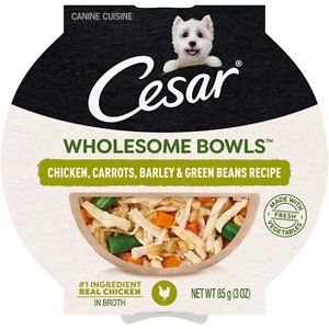 Photo 1 of Cesar Wholesome Bowls Chicken, Carrots, Barley & Green Beans Recipe Wet Dog Food, 3-oz Tray, Case of 10 EXP 6/8/2024
