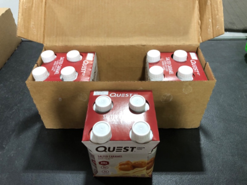 Photo 1 of  3X4 PACK  325 ML Quest Nutrition Protein Shake  SALTED CARAMEL MILKSHAKE  BEST BY 02.20.23
