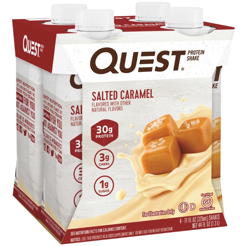 Photo 1 of  3X4 PACK  325 ML Quest Nutrition Protein Shake  SALTED CARAMEL MILKSHAKE  BEST BY 02.20.23
