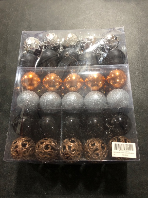 Photo 2 of 60PCS Christmas Ornaments for Xmas Tree,2.36Inch Shatterproof Christmas Ball Ornaments, Xmas Seasonal Mixed Hanging Balls for Christmas Tree Party Holiday Decor(Bronze&Black&Silver)