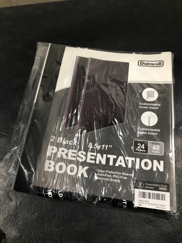 Photo 2 of Dunwell Binders with Plastic Sleeves 24-Pocket - (2 Pack, Black) Presentation Books 8.5x11, Portfolio Folders with 8.5 x 11 Sheet Protectors, Each Displays 48 Pages Letter Size Documents, Awards 2 Pack Black