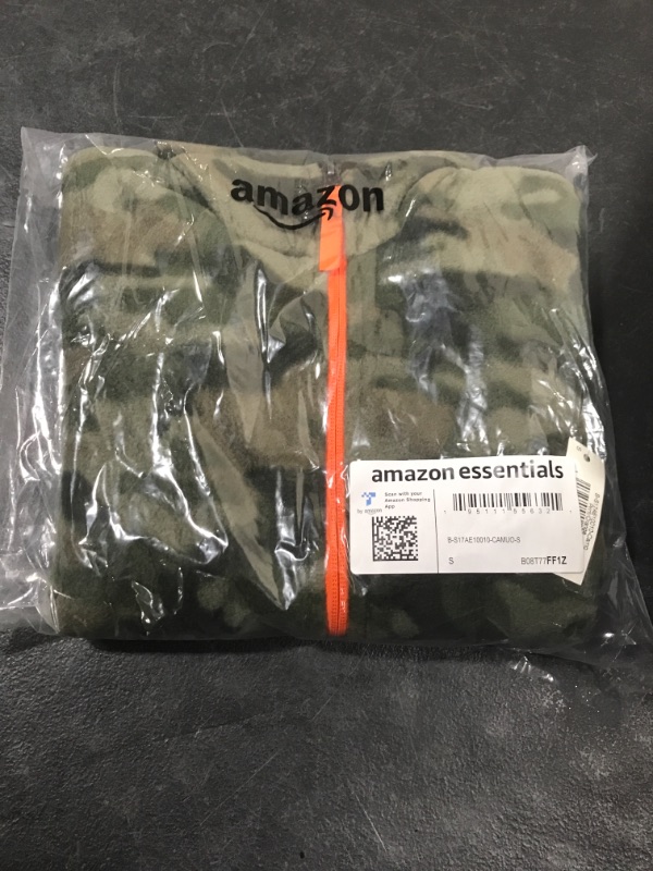 Photo 1 of Amazon Essentials Boys and Toddlers' Polar Fleece Full-Zip Mock Jacket Polyester Camo Print/Orange SIZE Small
