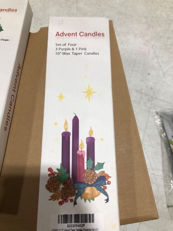 Photo 2 of 10 Inch Taper Candle Set of 4 with 3 Purple and 1 Pink Unscented for Home Décor, Seasonal Church Celebration, Wedding, Emergency Candle & More
