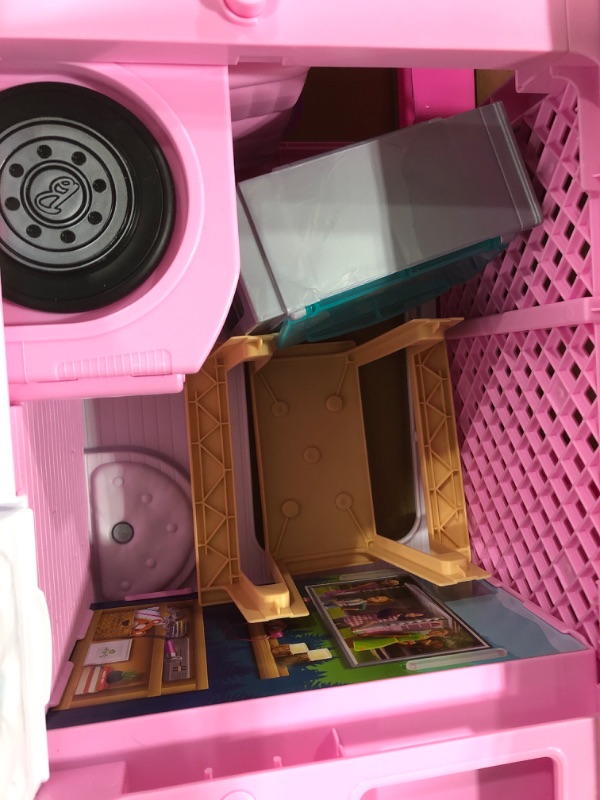 Photo 4 of Barbie Camper 3-in-1 DreamCamper Toy Playset Transforming Camper with Pool, Truck and Boat 60 Barbie Accessories Kids Toys and Gifts 3 in 1 Camper