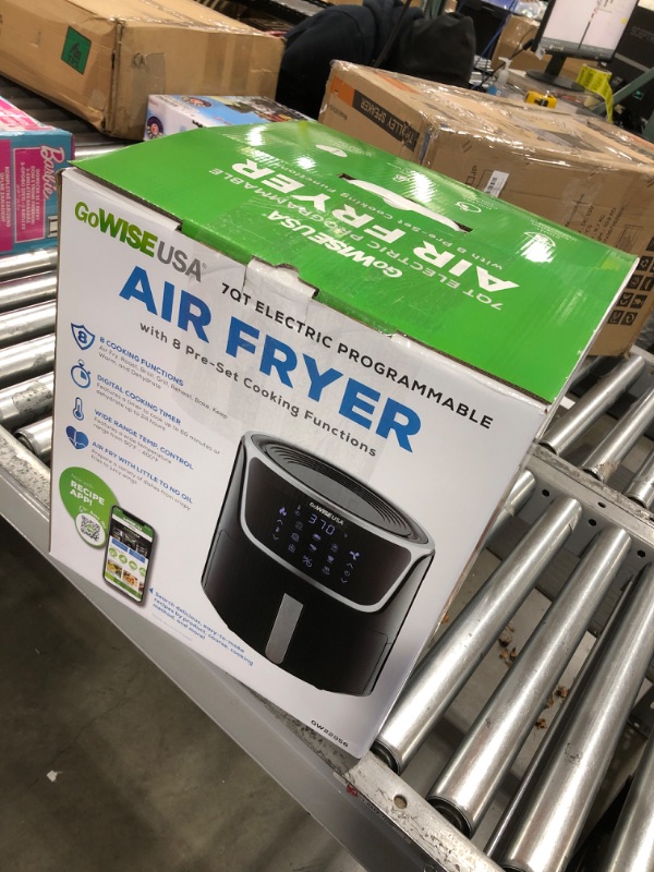 Photo 1 of GoWISE USA GW22956 7-Quart Electric Air Fryer with Dehydrator & 3 Stackable Racks, Led Digital Touchscreen with 8 Functions + Recipes, 7.0-Qt, Black/Silver Black/Silver 7-Qt Air Fryer