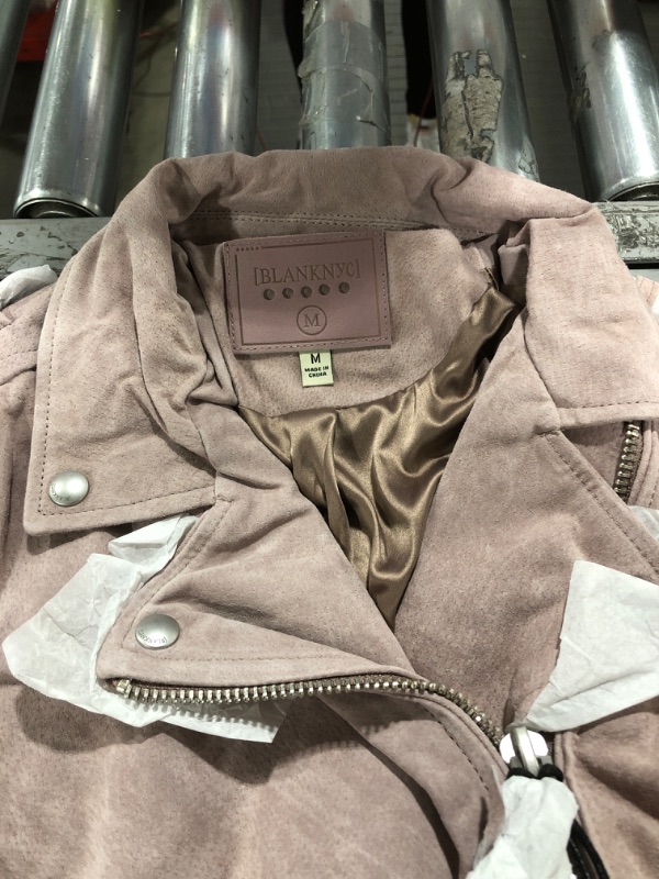 Photo 3 of [BLANKNYC] womens Real Suede Moto Jacket With Zipper Pockets , Comfortable Coat, Stylish Windbreaker SIZE Medium Make Me Blush---JACKET ONLY 