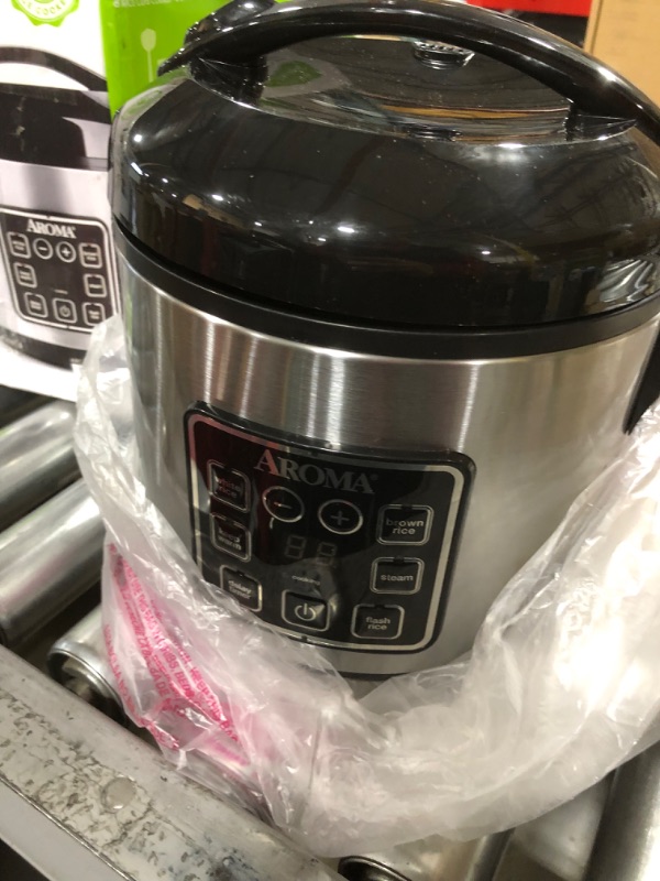 Photo 7 of Aroma Housewares ARC-914SBD Digital Cool-Touch Rice Grain Cooker and Food Steamer, Stainless, Silver, 4-Cup (Uncooked) / 8-Cup (Cooked) Basic---BOX DAMAGE
