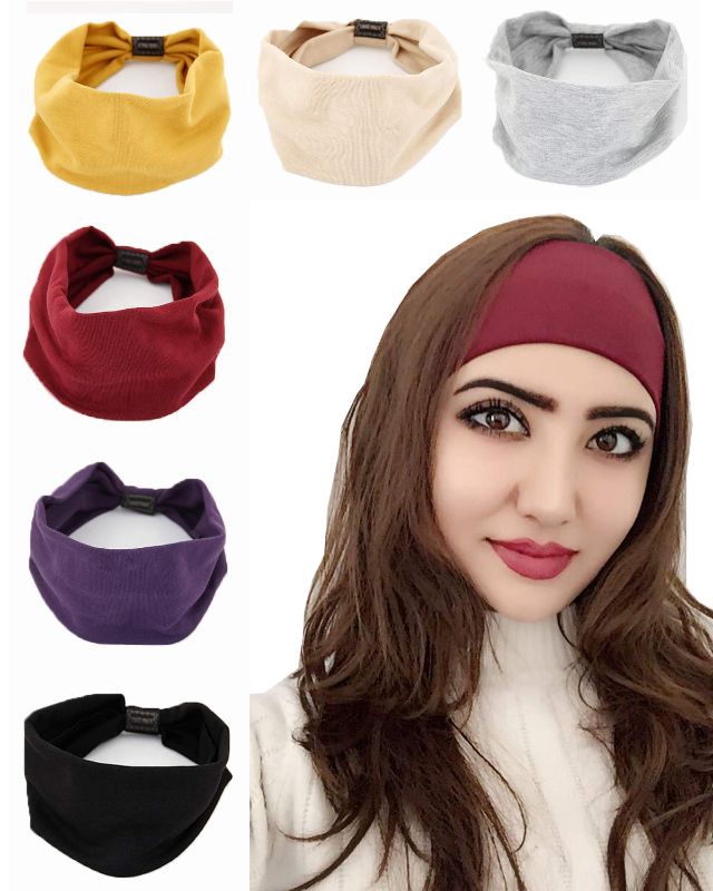 Photo 1 of 6 Pack Workout Headbands for Women Knotted Hairbands Twist Bow Hairband for Sport Yoga and Party Solid Color Hair Accessories (6PC Solid Color) 