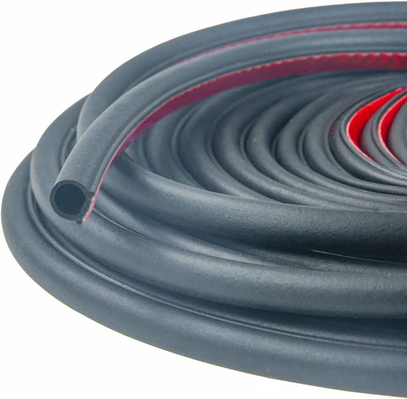 Photo 1 of 33 Feet Long Universal Rubber Car Auto Door Seal Weather Stripping, Self-Adhesive Hollow Sealing Strip for Noise Insulation 2/5 Inch Wide X 2/5" Inch Thick(2 Rolls of 16.5 Ft Long Each) 