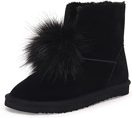 Photo 1 of Coutgo Women's size 5.5 Classics Winter Snow Boots Faux Fur Lined Pom-Pom Slip on Warm Ankle Boots 