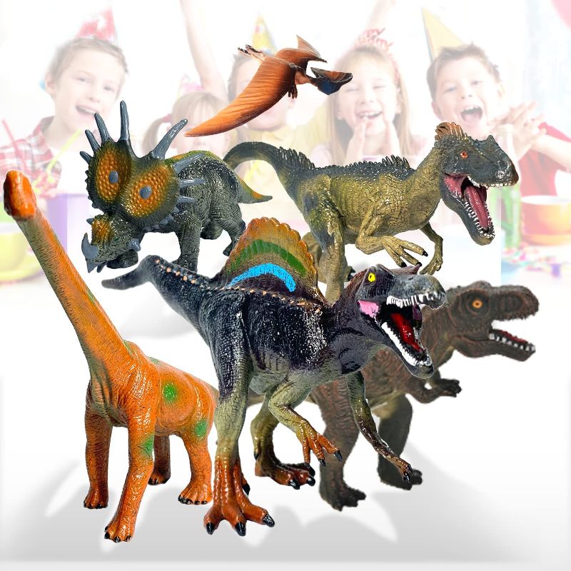 Photo 1 of Dinosaur Toys Set, Jumbo Dinosaur Figures 6PCS + Dinosaur Finger Puppets 5, Realistic Dinosaur Model for Kids Boys, Girls Party Gifts Birthday Favors, Fit Age 3 Years Old & Up 