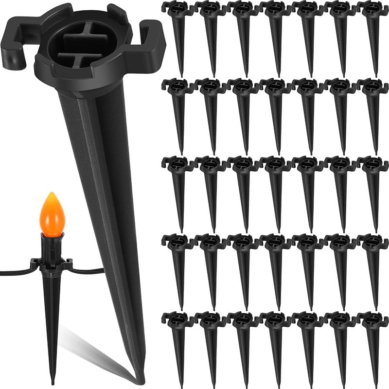 Photo 1 of 4.5 Inch Christmas Light Stakes C9 Yard Lawn Stakes Ground C7 Light Stake Universal Outdoor Lighting Outlet for Christmas Decorations Outdoor Garden Patio Path (Black, 90 Pack) 
