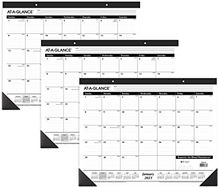 Photo 1 of AT-A-GLANCE 2023 Desk Calendar, Desk Pad, 21-3/4" x 17", Large, Ruled Blocks, Monthly (SK2400) 3 Count 2023 New Edition Calendar