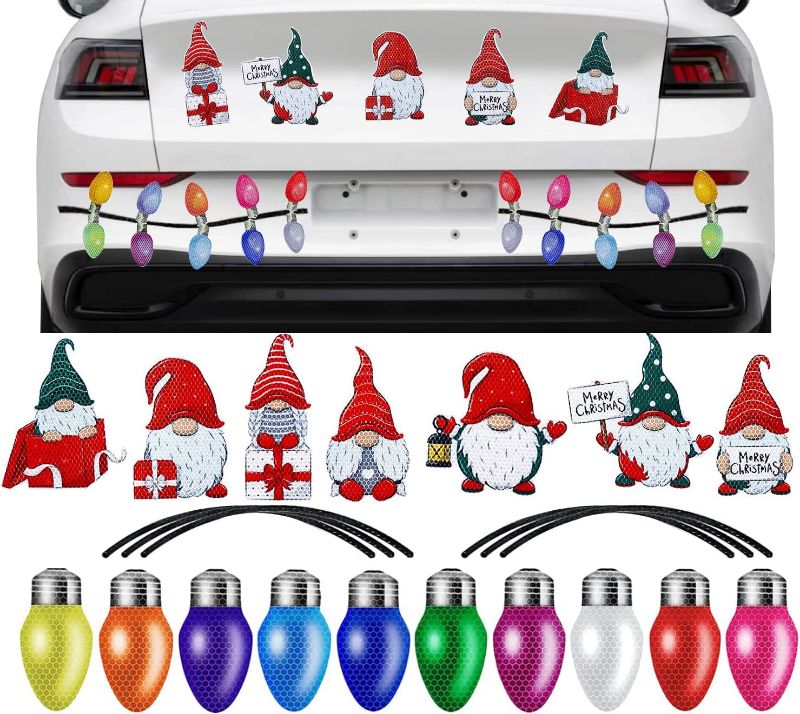 Photo 1 of 32 Christmas Car Fridge Decal Ornaments, 7 Christmas Gnome Magnet Ornaments, 20 Reflective Bulb Ornament Magnets, Christmas Holiday Cute Ornaments for Car Fridge Garage Doors
