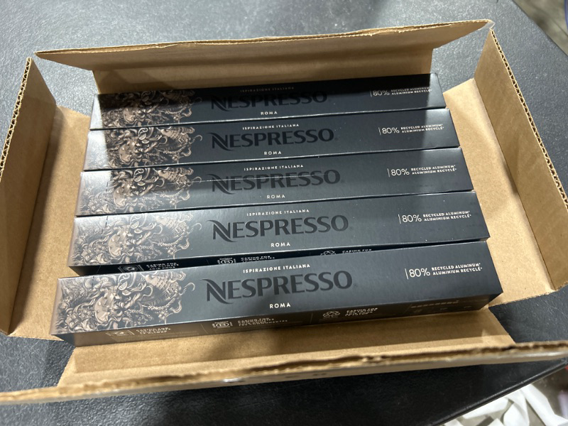 Photo 2 of  exp : 06/30/2023 Nespresso Capsules OriginalLine, Roma Intenso, Medium Roast Coffee, 50 Count Coffee Pods, Brews 1.35oz Espresso 10 Count (Pack of 5)