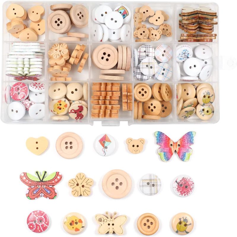 Photo 1 of YUEARN150pcs Butterfly Buttons Assorted Buttons for Craft, 2 Hole & 4 Hole Mixed Resin Buttons Butterfly Pattern with Box , Resin Buttons for Sewing DIY Crafts Scrapbooking Painting Embellishment
