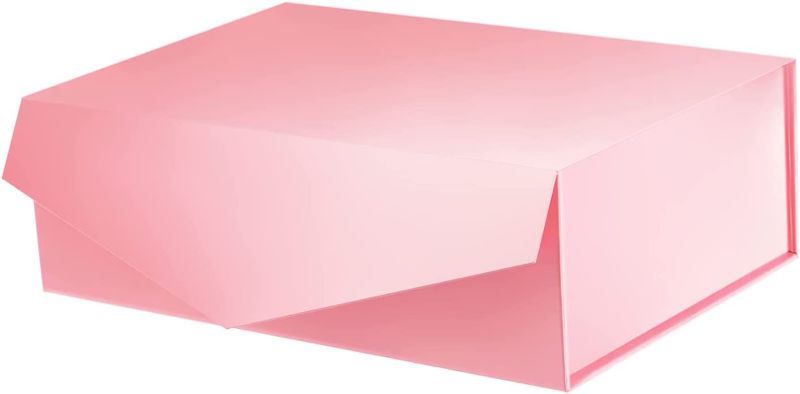 Photo 1 of HAPPY POTATO Large Gift Box 11.5x8.1x3.8 Inches, Pink Magnetic Gift Box, Large Gift Box with Lid, Bridesmaid Proposal Box, Sturdy gift Box for Wrapping Gifts (Glossy Pink)