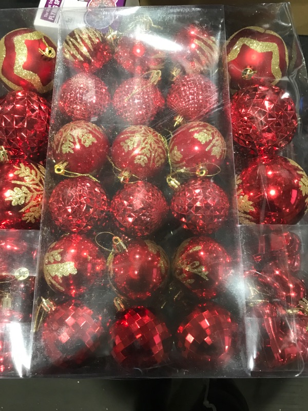 Photo 2 of 116Pcs Assorted Christmas Ornaments Set, Christmas Ornaments Balls, Shatterproof Christmas Balls Hanging for Christmas Tree with Portable Gift Box Packaging (Red) 
