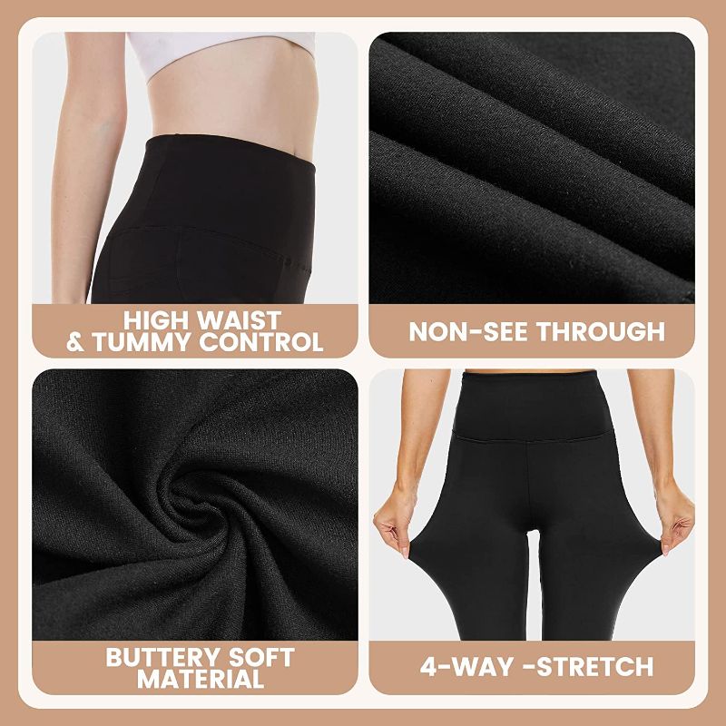 Photo 1 of CAMPSNAIL Leggings with Pockets for Women - High Waisted Soft Tummy Control Slimming Black Yoga Pants Workout Running Size XXL