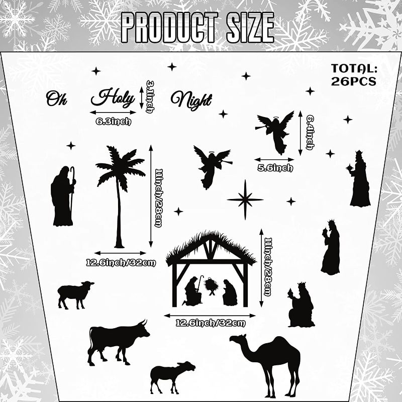 Photo 2 of 26 Pcs Christmas Garage Door Magnets Decoration Nativity Scene Car Magnet Christmas Refrigerator Magnets Holy Night Magnetic Stickers Christmas Magnet Decal for Garage Door Fridge Xmas Holiday Car
