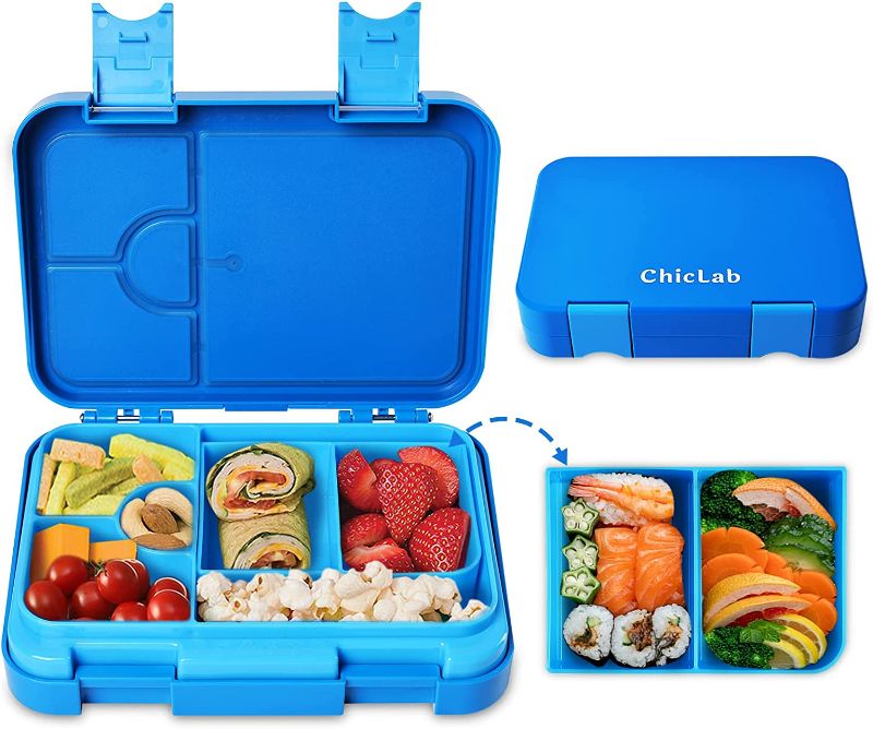 Photo 1 of  Bento Lunch Box for Kids - Leakproof 6 Compartments Bento Kids Lunch Box - Ideal for Ages 3 to 7 Kids, BPA-Free, Dishwasher Safe--MINOR BOX DAMAGE 
