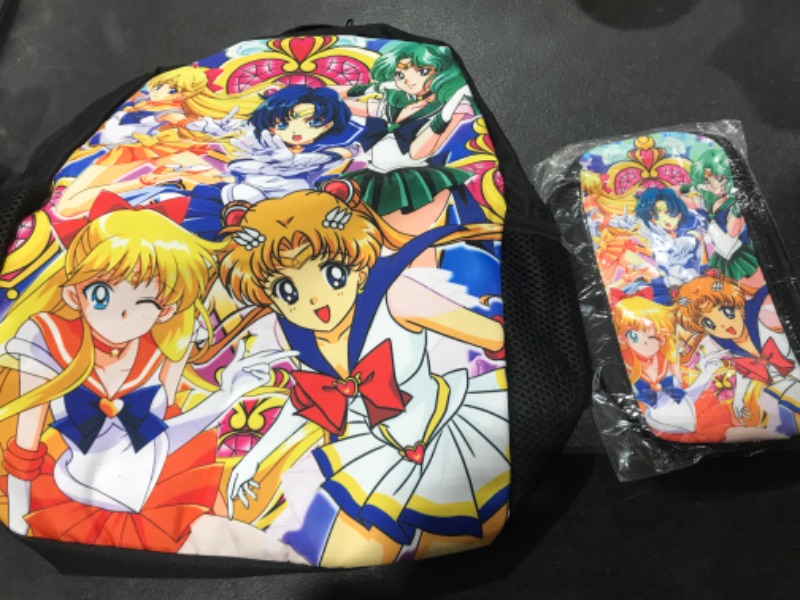 Photo 2 of 3D Anime Backpack Cartoon Backpacks 17in Bookbag Anime Laptop Daypack Matching Pencil Case Set Color S1