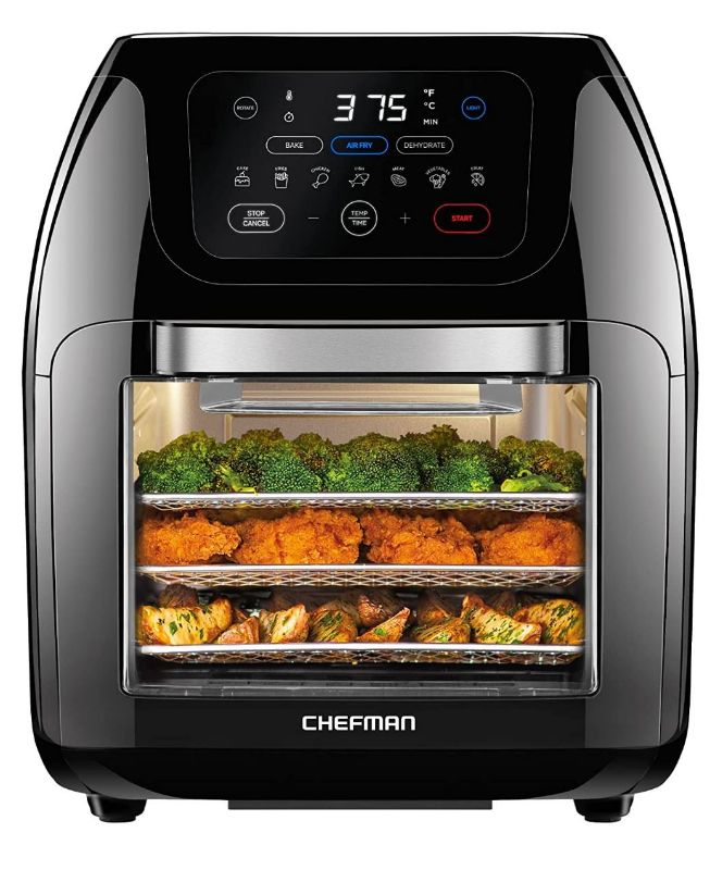 Photo 1 of CHEFMAN Multifunctional Digital Air Fryer+ Rotisserie, Dehydrator, Convection Oven, 17 Touch Screen Presets Fry, Roast, Dehydrate, Bake, XL 10L Family Size,...

