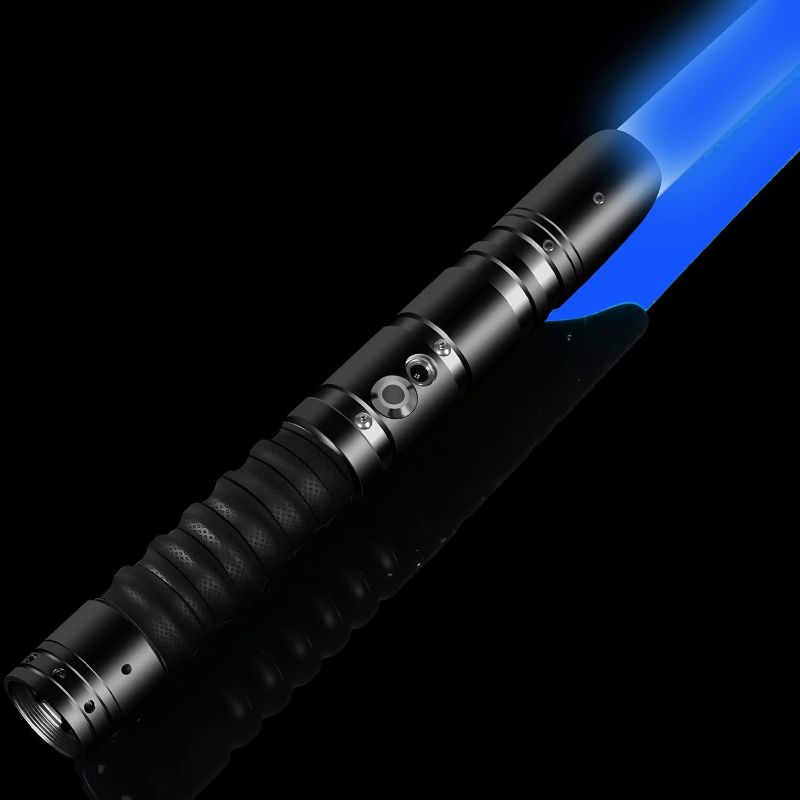 Photo 1 of CVCBSER FX Dueling Lightsaber RGB 16 Colors Changeable Premium Aluminium Alloy Hilt Light Saber with 12 Mode Sound Force Lightsaber Toys (Black)