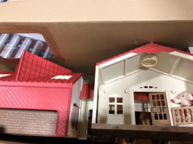 Photo 2 of Calico Critters Red Roof Grand Mansion Gift Set, Dollhouse Playset with 3 Figures, Furniture, Vehicle and Accessories