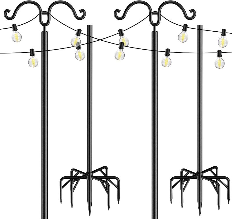 Photo 1 of 
Outdoor String Light Pole 2 Pack, Light Poles for Outside String Lights, 7-Prong Backyard Steel Patio Light Poles with 2 Optional Hooks and Fence Brackets...
