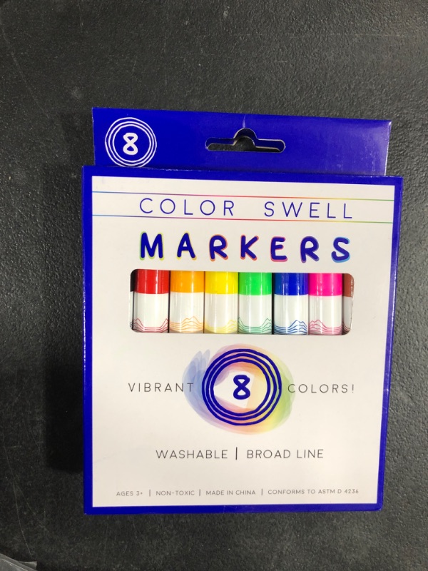 Photo 2 of Color Swell Washable Markers With 8 Vibrant Colors Are Perfect for Teachers, Kids, Parties, and Classrooms