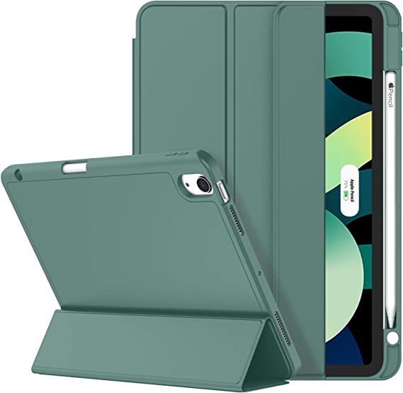 Photo 1 of ZryXal iPad Air Case 5th Generation/4th Generation 2022/2020 10.9 Inch, Smart iPad Case[Support Touch ID and Auto Wake/Sleep] with Auto 2nd Gen Pencil Charging (New Midnight Green)
