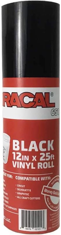 Photo 1 of 12.125" x 25ft Roll of Oracal 651 Black Craft Vinyl - On a 2.5" Core - Adhesive Vinyl for Cricut, Silhouette, and Cameo Cutters - Gloss Finish - Outdoor and Permanent 