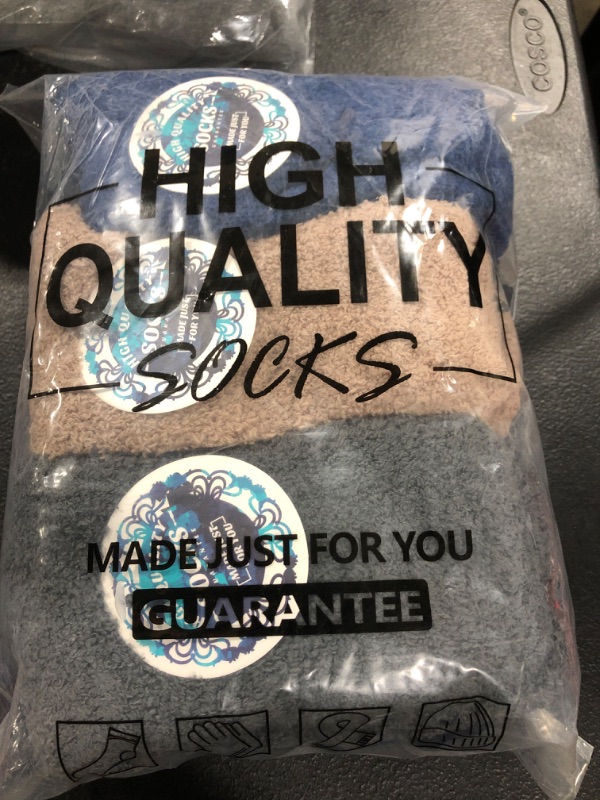 Photo 2 of 6 Pairs Fuzzy Slipper Socks Non Slip Hospital Socks with Grips Anti Skid Winter Fluffy Warm Cozy Cabin Soft Crew Sleep Socks 