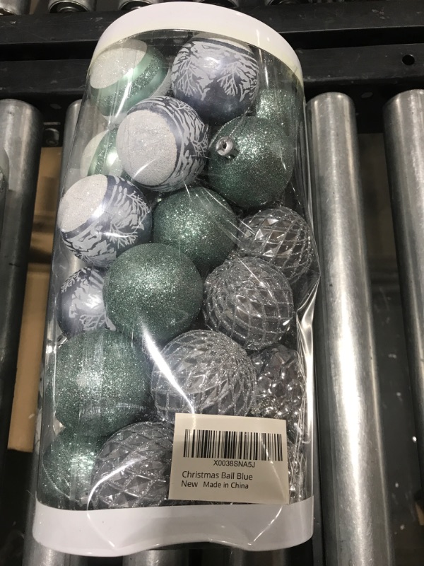 Photo 2 of 2.36"/60mm Christmas Balls Ornaments Set, 30PCS Christmas Tree Ornaments, Shatterproof Xmas Christmas Tree Decorations Hanging Ball for Holiday Party Wedding Decoration (Blue & Light Green) 