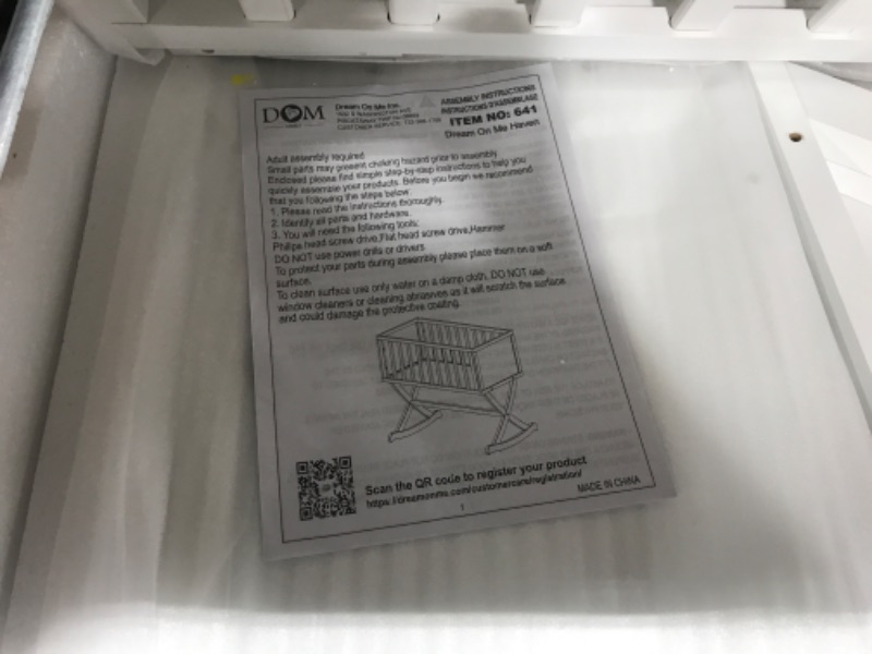 Photo 1 of Dream on Me Haven Cradle, White

 37L x 19W x 31.5H