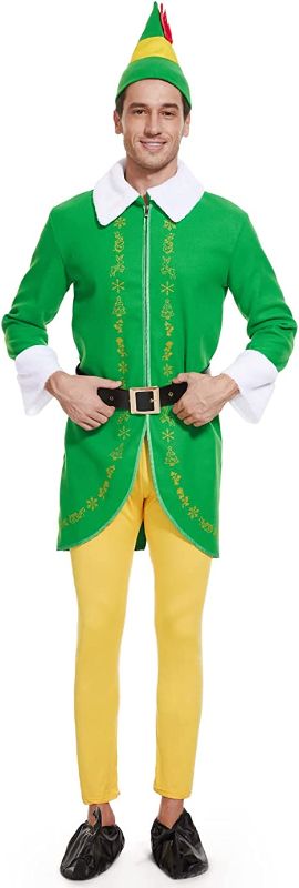 Photo 1 of Buddy the Elf Costume Mens Christmas Elf Costume Cosplay Full Set Holiday Party Costumes
