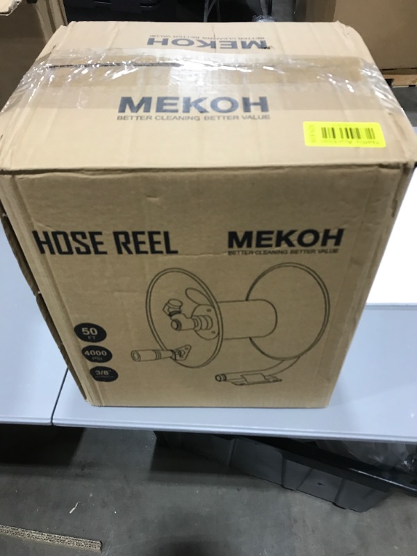 Photo 5 of MEKOH Pressure Washer Hose Reel 50ft, 4000 PSI Heavy Duty Power Washer Hose Reel Wall Mounted, Metal Hose Reel Hand Crank, Outdoor Hose Reel for Air/Liquid/Water Use